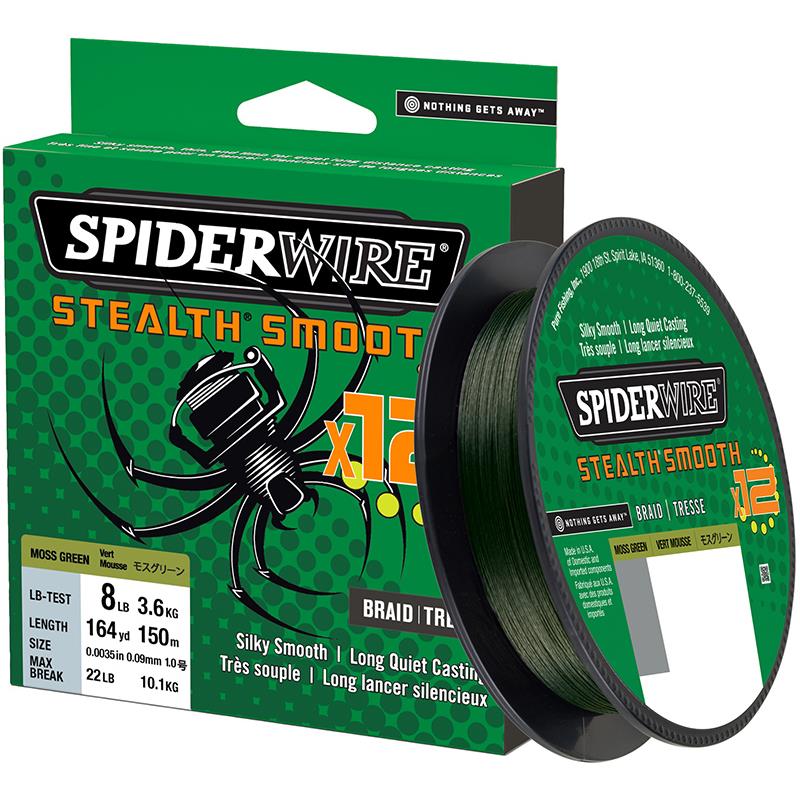 TRESSE SPIDERWIRE STEALTH SMOOTH 12 BRAID - 150M - MOSS GREEN - Moss Green - 7/100 - 6 - 150