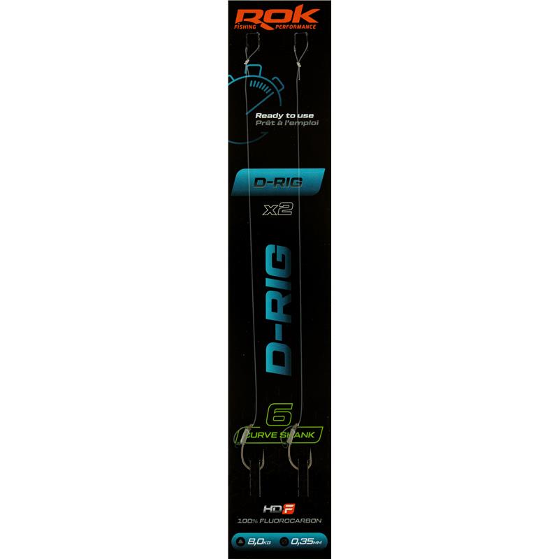 BAS DE LIGNE ROK FISHING D-RIG CURVE SHANK - PAR 2 - 2 - 35/100 - 8 - N°6