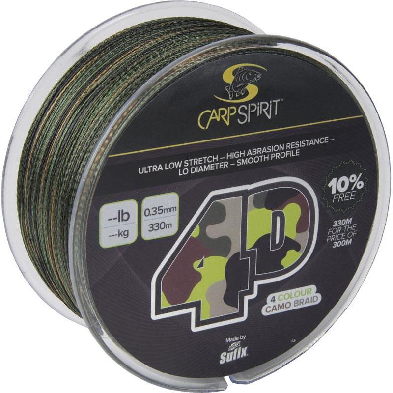 TRESSE CARP SPIRIT 4-D CAMO BRAID - Camou - 26/100 - 15 - 300